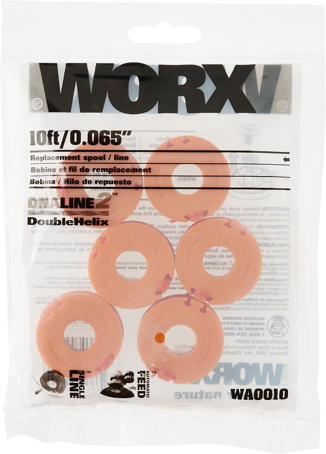 WORX WA0010 Replacement Spool & Line, Pack of 6 - view 2