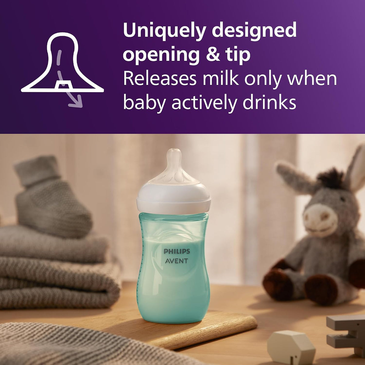 Philips Avent Natural Baby Bottles, Medium Flow, 9 oz (270 ml), 4-Pack - view 3