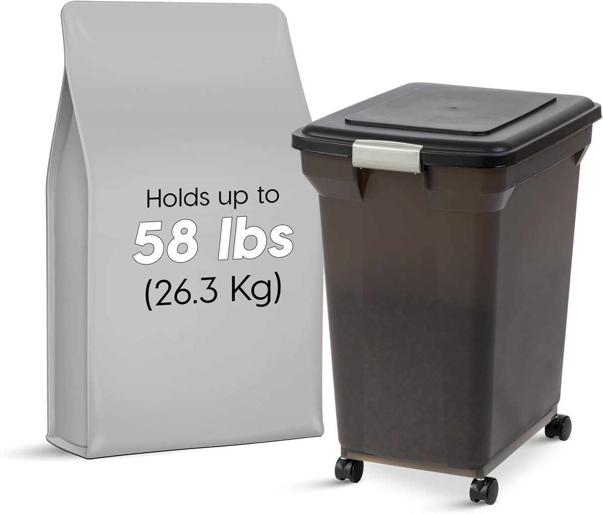IRIS USA Airtight Pet Food Storage Container, 67 Qt, Smoke Black - view 2