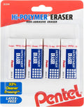 Pentel Hi-Polymer Small White Block Erasers, Pack of 4