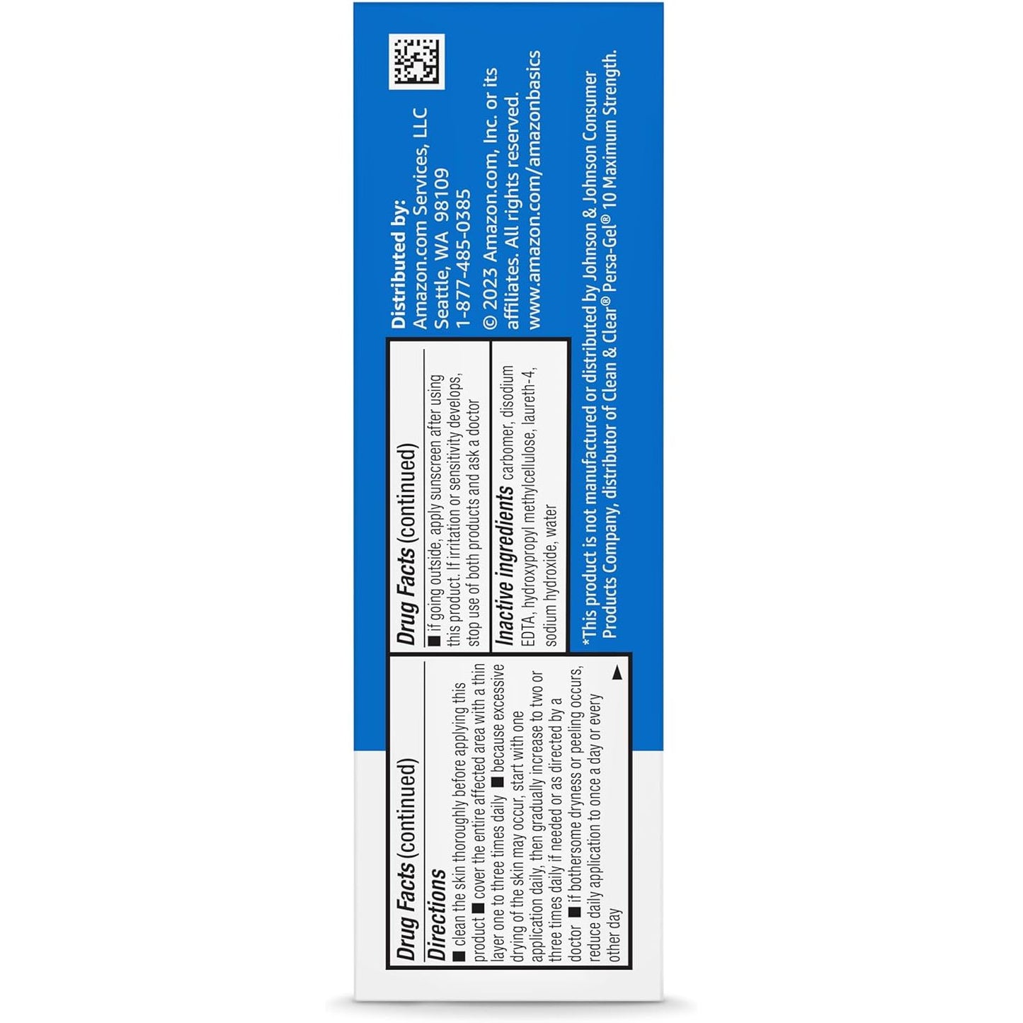 Amazon Basics 10% Benzoyl Peroxide Acne Treatment Gel, Maximum Strength, 1 fl oz (30ml)
