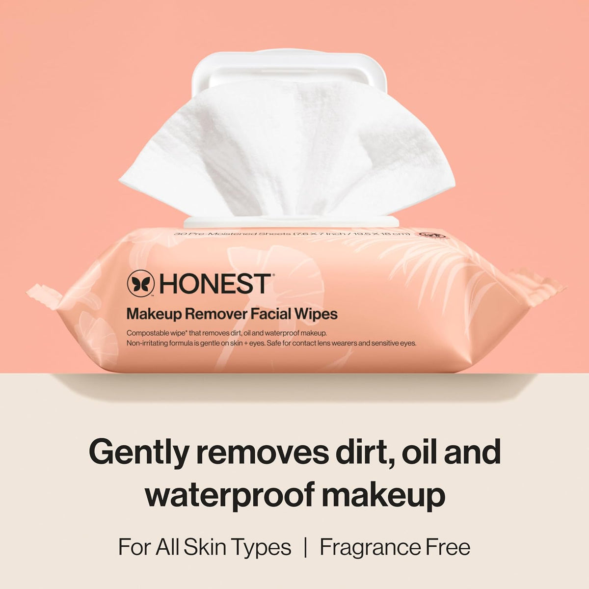 Honest Beauty Fragrance-Free Cleansing Makeup Remover Wipes, 30 Count — alternate product view