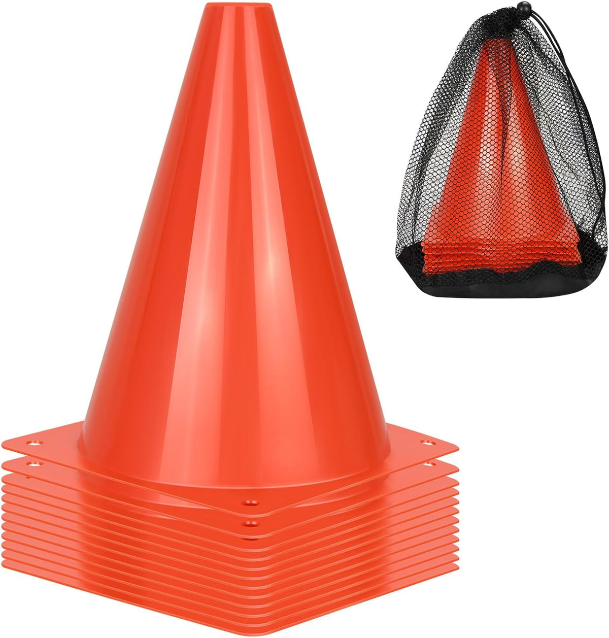 PXZBLG 7 Inch Soccer Training Cones, Set of 12 with Carry Bag — product view
