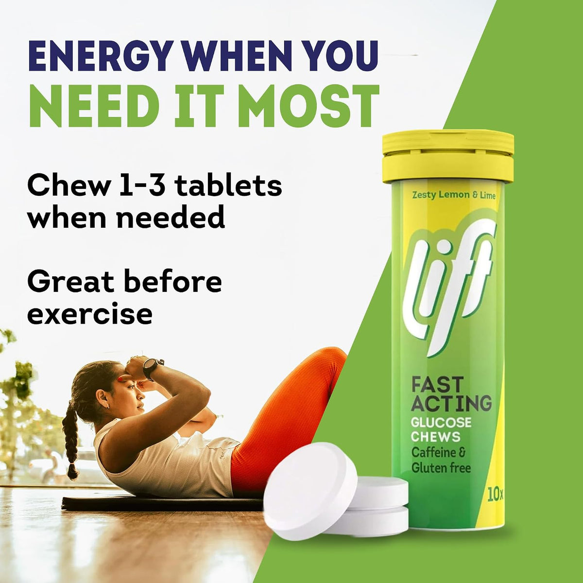 Lift Fast Acting Glucose Tablets, Lemon Lime, 10 Count, Pack of 12 - view 4