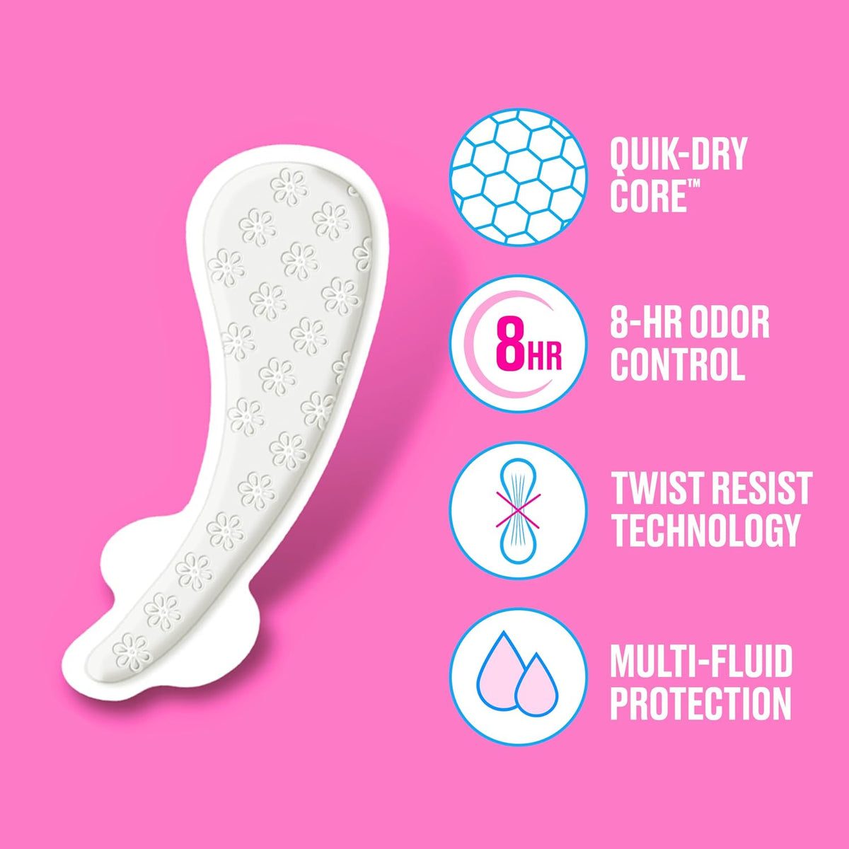 Carefree Thong Panty Liners for Women, Unwrapped, Unscented, 49 Count - view 3