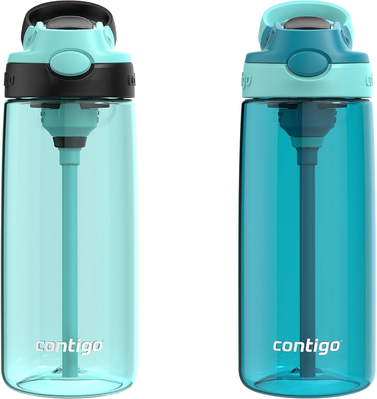 Contigo Aubrey Kids Water Bottle 20 oz, Jade/Licorice and Juniper/Jade, 2 Pack