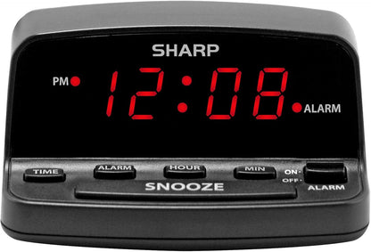 Sharp Digital Alarm Clock with Large Snooze, Red LED