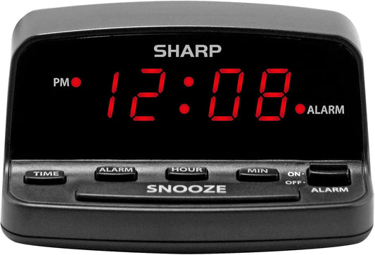 Sharp Digital Alarm Clock with Large Snooze, Red LED