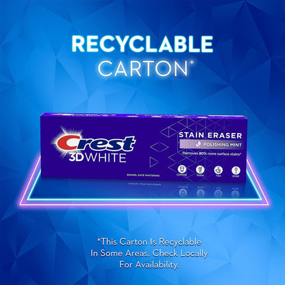 Crest 3D White Stain Eraser Toothpaste Polishing Mint 88 g (3.1 oz), Pack of 4 - view 6