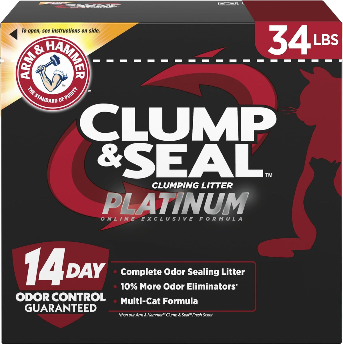 Arm & Hammer Clump & Seal Platinum Multi-Cat Clumping Litter, 34 lb