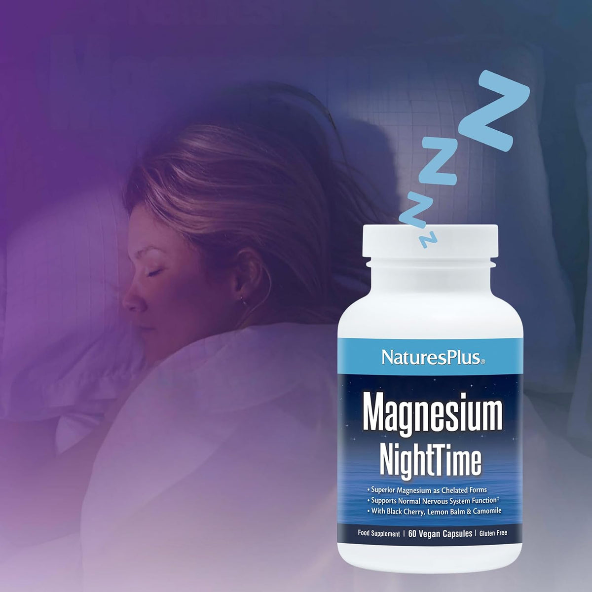 NaturesPlus Magnesium Night Time Capsules 60 Count - view 6