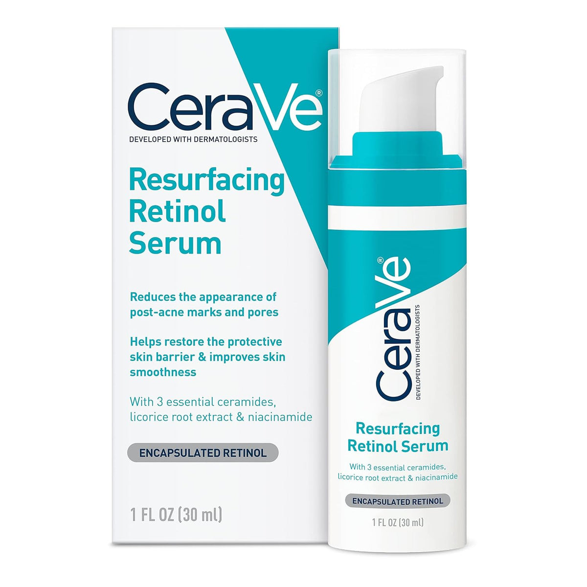 CeraVe Resurfacing Retinol Face Serum with Niacinamide, 1 oz — product view