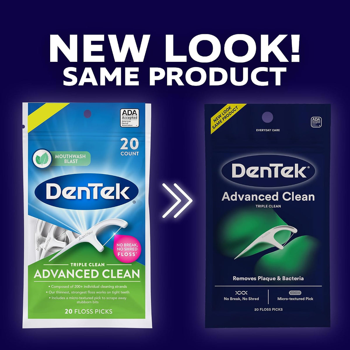 DenTek Advanced Clean Floss Picks Mint, 20 Count, Pack of 6 - view 3