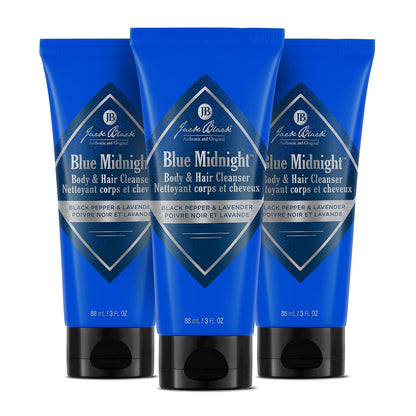 Jack Black Blue Midnight 2-in-1 Body Wash & Shampoo, 3 x 90 ml