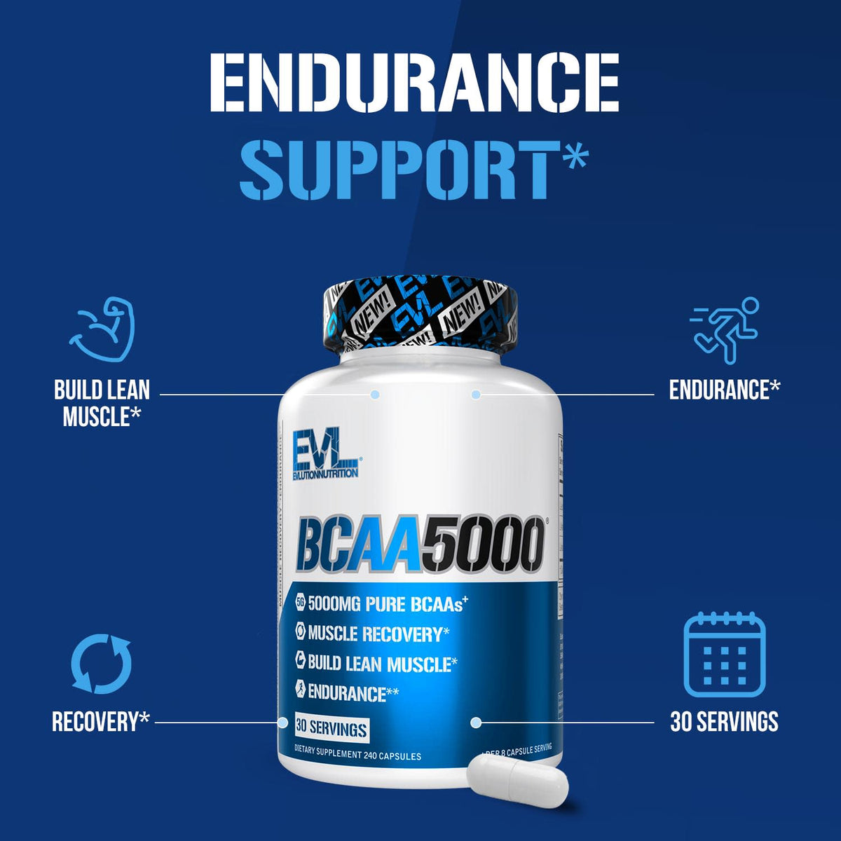EVLution Nutrition BCAA5000, 240 Capsules - view 4