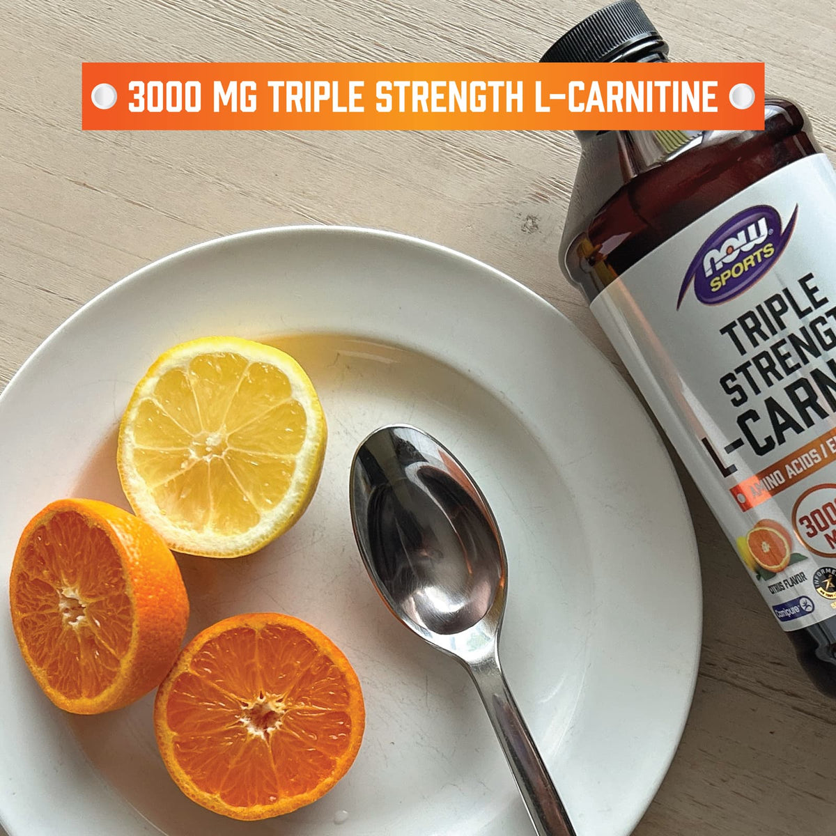 NOW Foods Sports L-Carnitine Triple Strength, Citrus, 16 fl oz (473 ml) - view 5