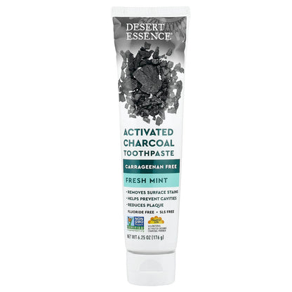 Desert Essence Activated Charcoal Toothpaste, Fresh Mint, 176 g