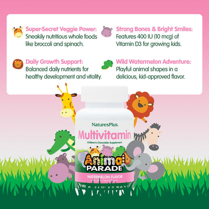 NaturesPlus Animal Parade Kids Multivitamin, Watermelon, 180 Tablets - view 4