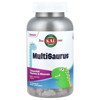 KAL MultiSaurus Kids Multivitamin, Berry, Grape & Orange, 180 Chewables