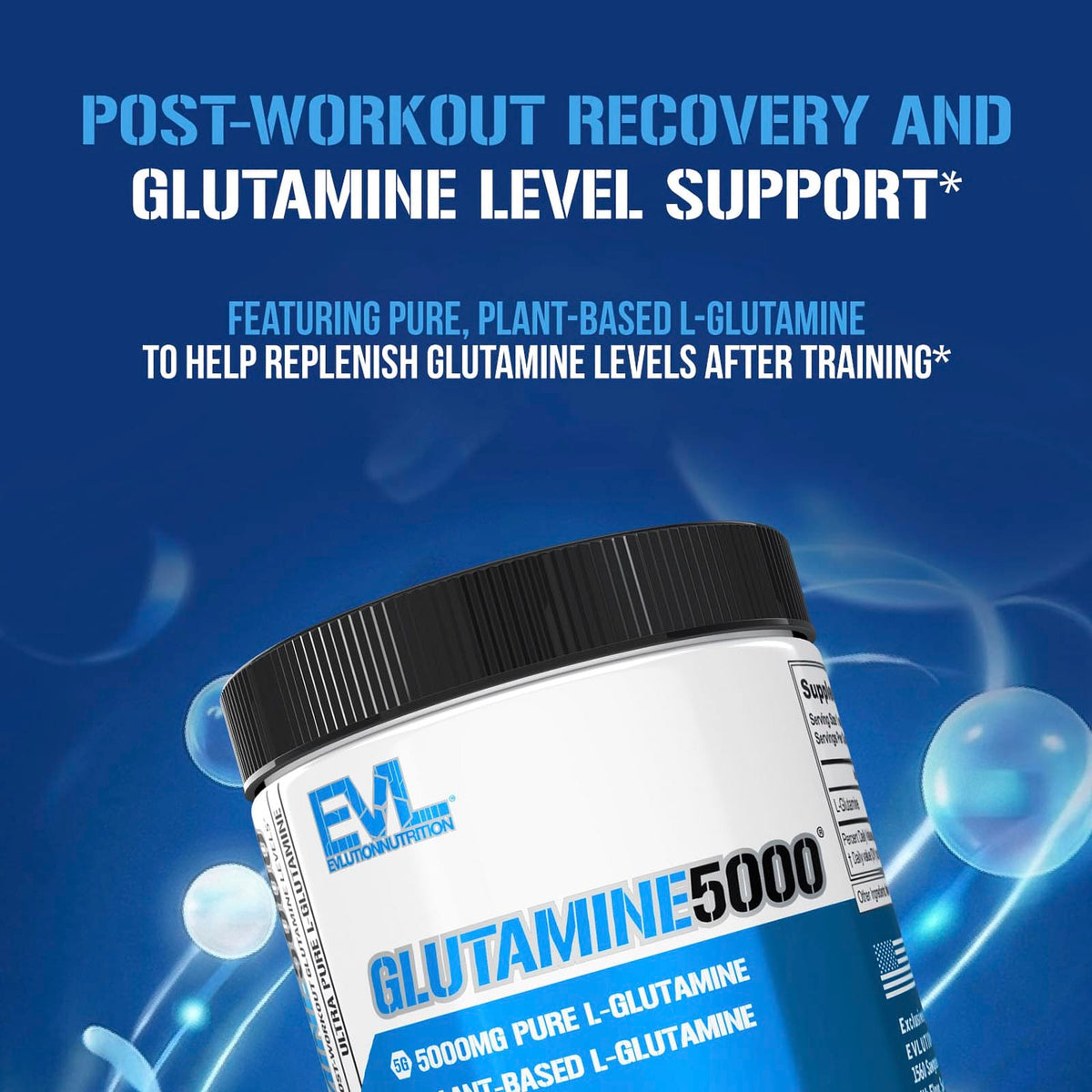 EVLution Nutrition Glutamine5000, Unflavoured, 300 g (10.58 oz) - view 4