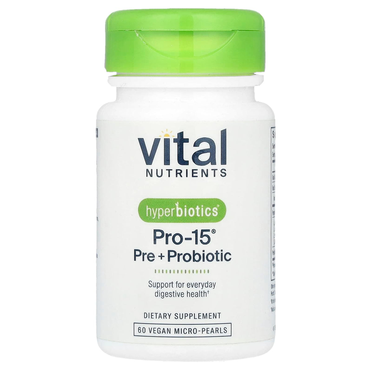 Vital Nutrients Hyperbiotics Pro-15 Pre + Probiotic, 60 Vegan Micro-Pearls — product view