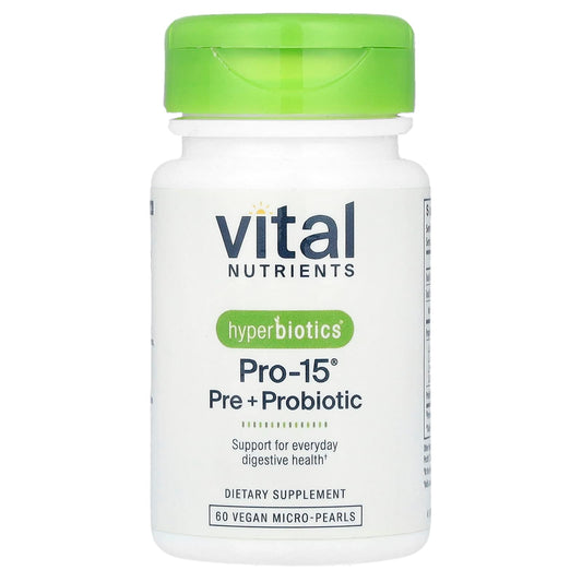Vital Nutrients Hyperbiotics Pro-15 Pre + Probiotic, 60 Vegan Micro-Pearls