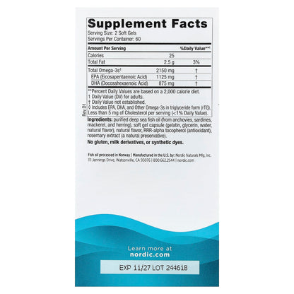 Nordic Naturals Ultimate Omega 2X Lemon, 120 Softgels (1,075 mg per Softgel) - view 2