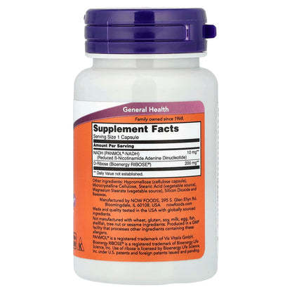 NOW Foods NADH, 10 mg, 60 Capsules - view 2