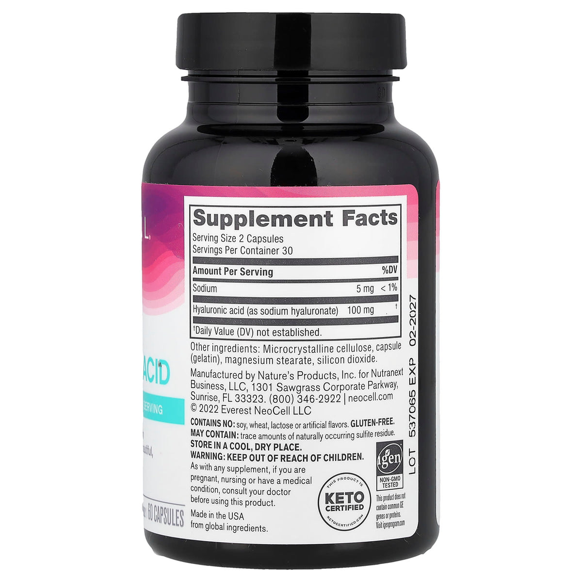 NeoCell Hyaluronic Acid, 60 Capsules (50 mg per Capsule) — alternate product view