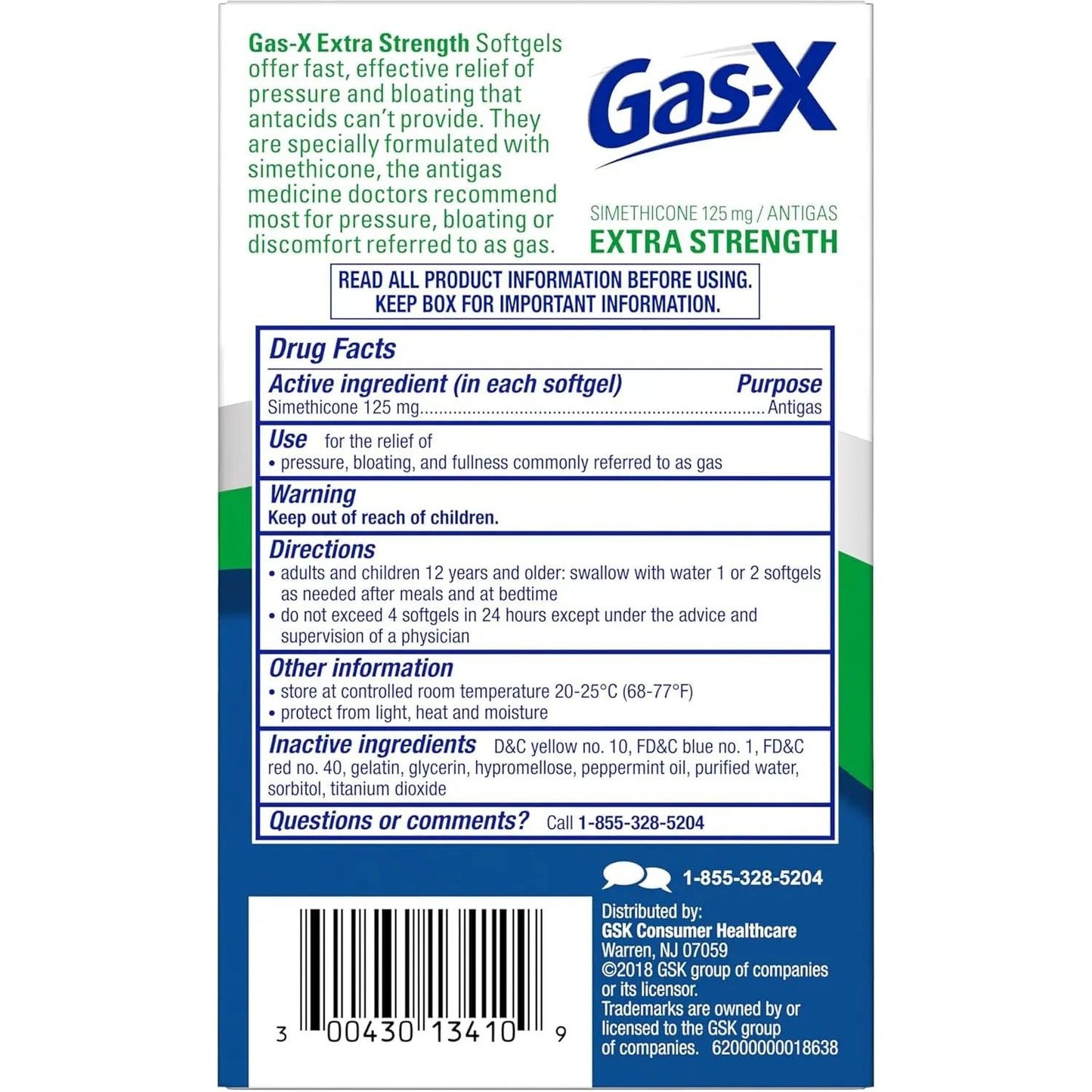 Gas-X Extra Strength Gas Relief Softgels with Simethicone 125 Mg - 10 Count