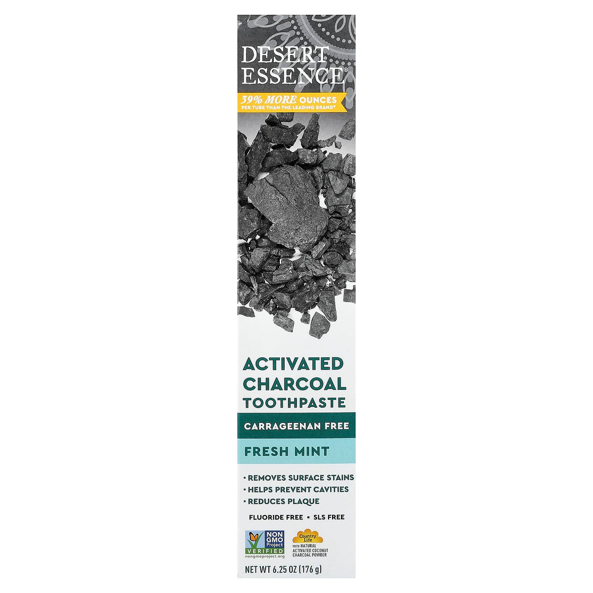 Desert Essence Activated Charcoal Toothpaste, Fresh Mint, 176 g - view 2
