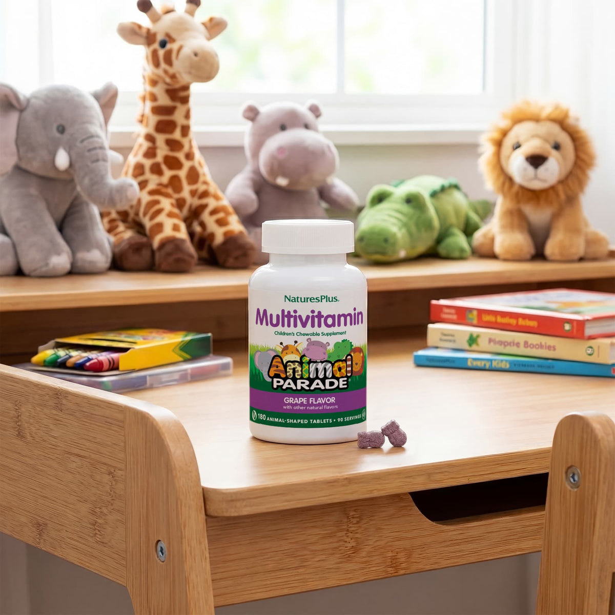 NaturesPlus Animal Parade Children's Chewable Multivitamin, Grape, 180 Tablets - view 6