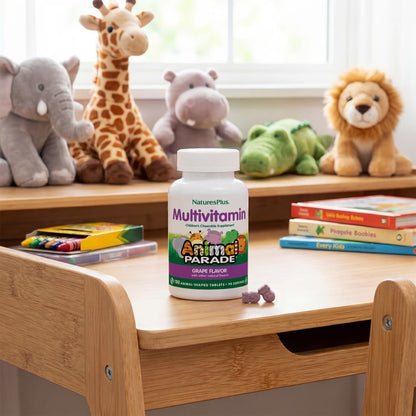 NaturesPlus Animal Parade Children's Chewable Multivitamin, Grape, 180 Tablets - view 6
