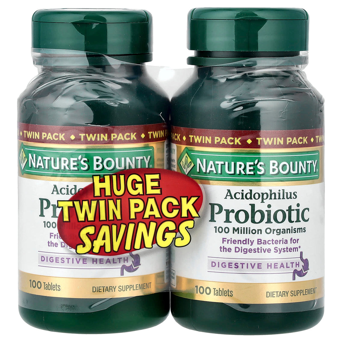 Nature's Bounty Acidophilus Probiotic, 100 Tablets Each, Pack of 2 — product view