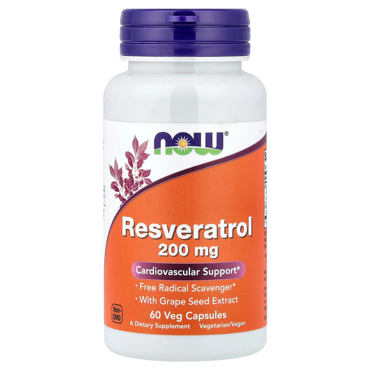 NOW Foods Resveratrol 200 mg, 60 Veg Capsules — product view