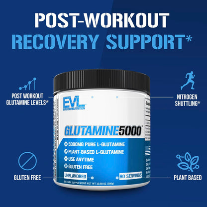 EVLution Nutrition Glutamine5000, Unflavoured, 300 g (10.58 oz) - view 5