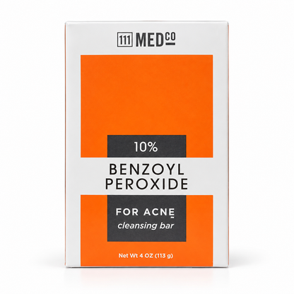 111MedCo Benzoyl Peroxide Cleansing Bar 10% 113 g - Front of product box showing brand and description