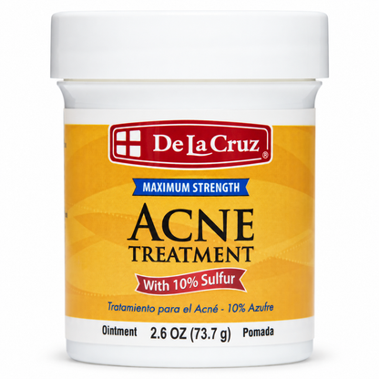 De La Cruz Sulfur 10% Acne Treatment Ointment 73.7 g Tub - Front of jar showing label
