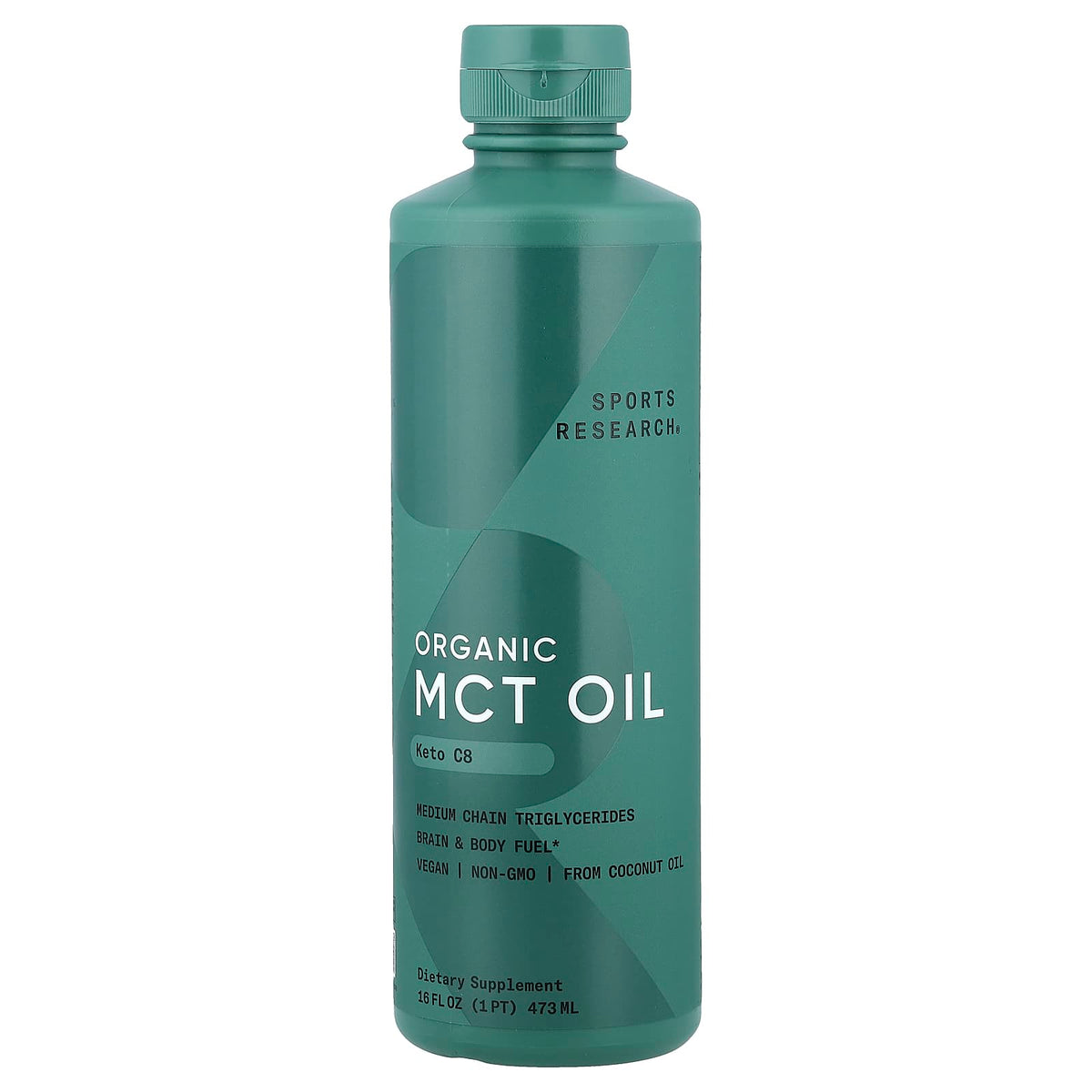 Sports Research Organic MCT Oil Keto C8, 473 ml (16 fl oz)