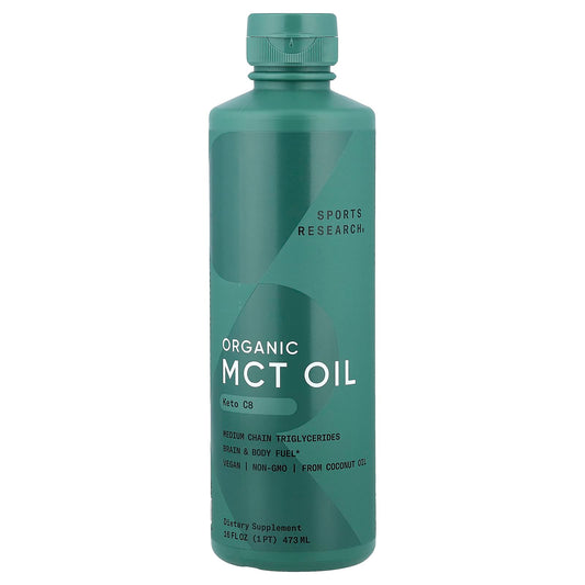 Sports Research Organic MCT Oil Keto C8, 473 ml (16 fl oz)