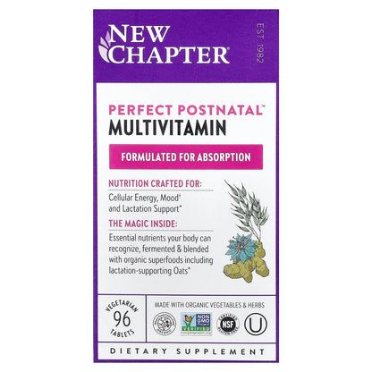 New Chapter Perfect Postnatal Multivitamin, 96 Vegetarian Tablets