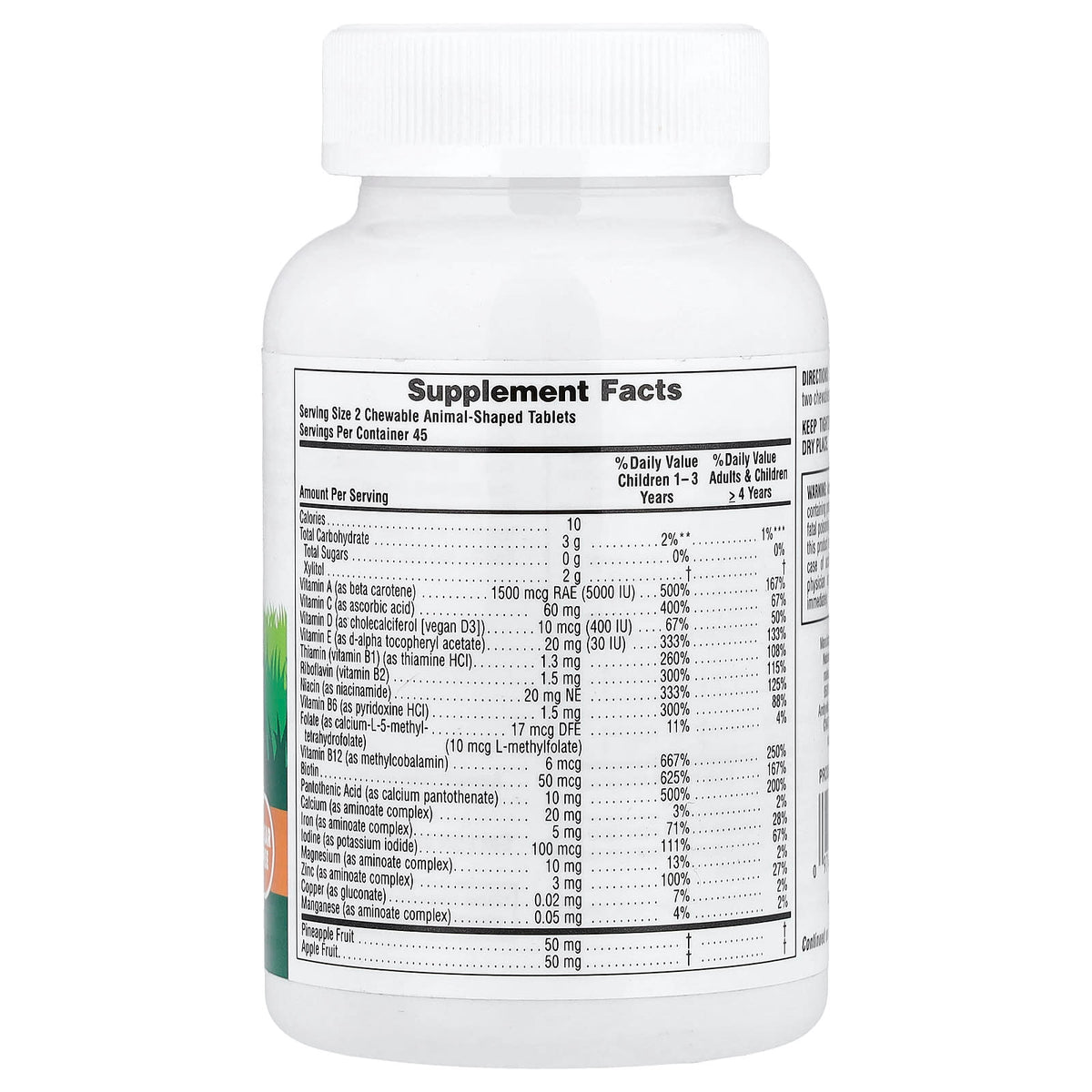 NaturesPlus Animal Parade Kids Multivitamin, Cherry, Grape & Orange, 90 Tablets — alternate product view