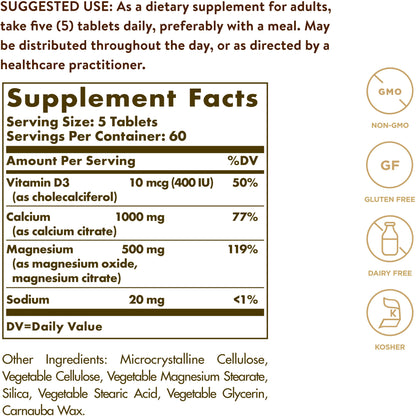 Solgar Calcium Magnesium with Vitamin D3, 300 Tablets - view 3