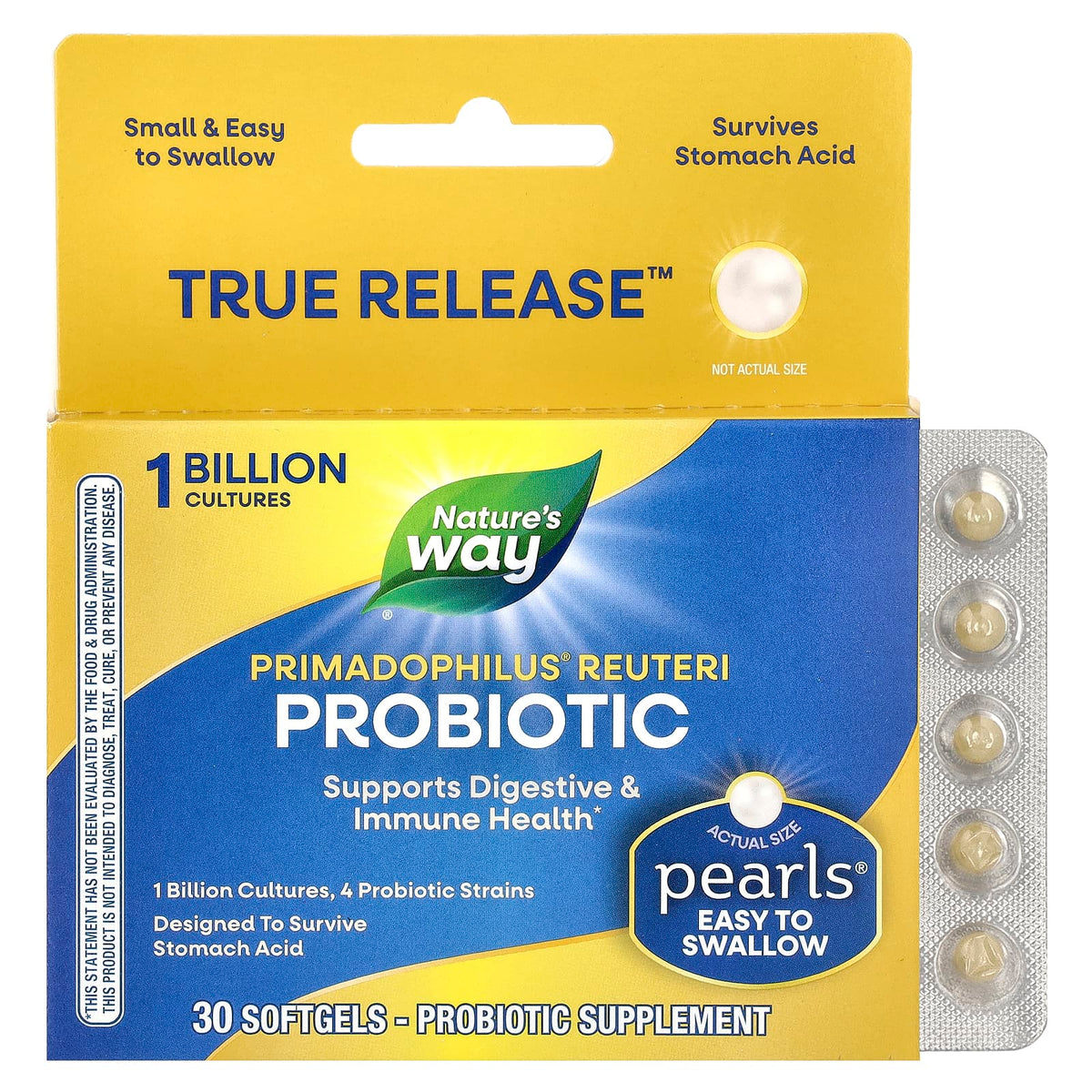 Nature's Way Primadophilus Reuteri Probiotic, 1 Billion CFU, 30 Softgels — product view
