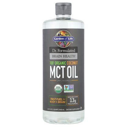Garden of Life Dr. Formulated Brain Health 100% Organic Coconut MCT Oil, 946 ml
