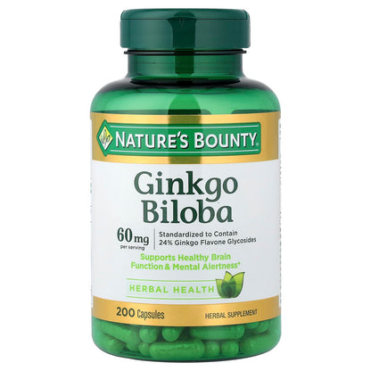 Nature's Bounty Ginkgo Biloba, 200 Capsules (30 mg per Capsule)
