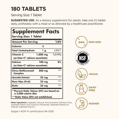 Solgar Ester-C Plus Vitamin C 1,000 mg, 180 Tablets - view 3