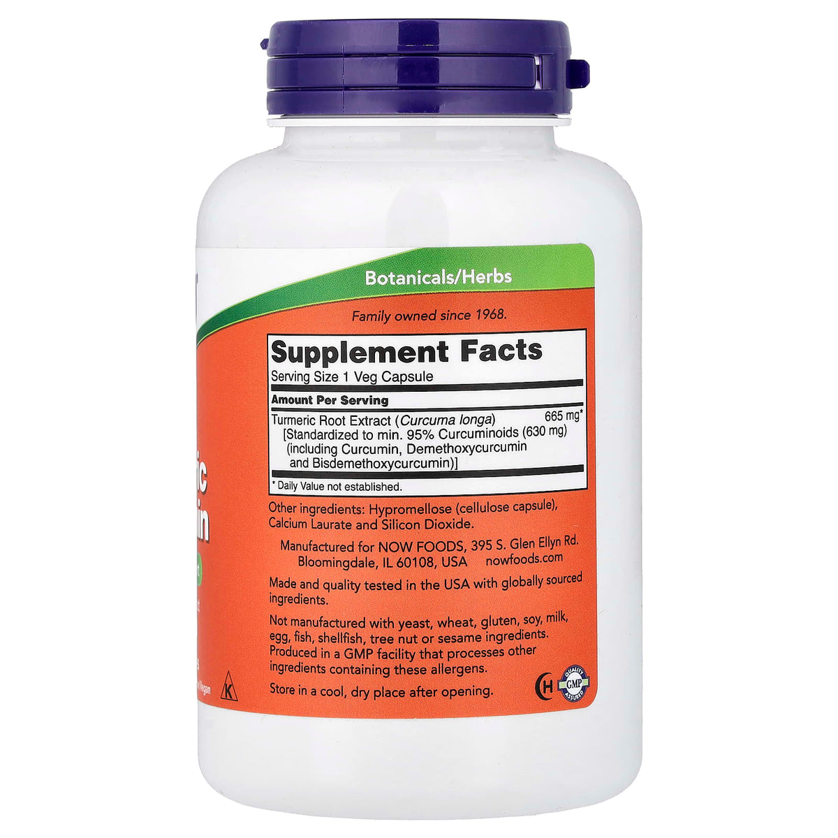 NOW Foods Turmeric Curcumin, 120 Veg Capsules (665 mg per Capsule) — alternate product view
