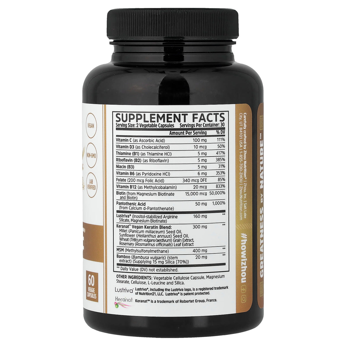 Zhou Nutrition Hairfluence, 60 Veggie Capsules - view 2