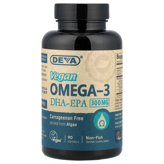 Deva Vegan Omega-3 DHA-EPA, 90 Softgels